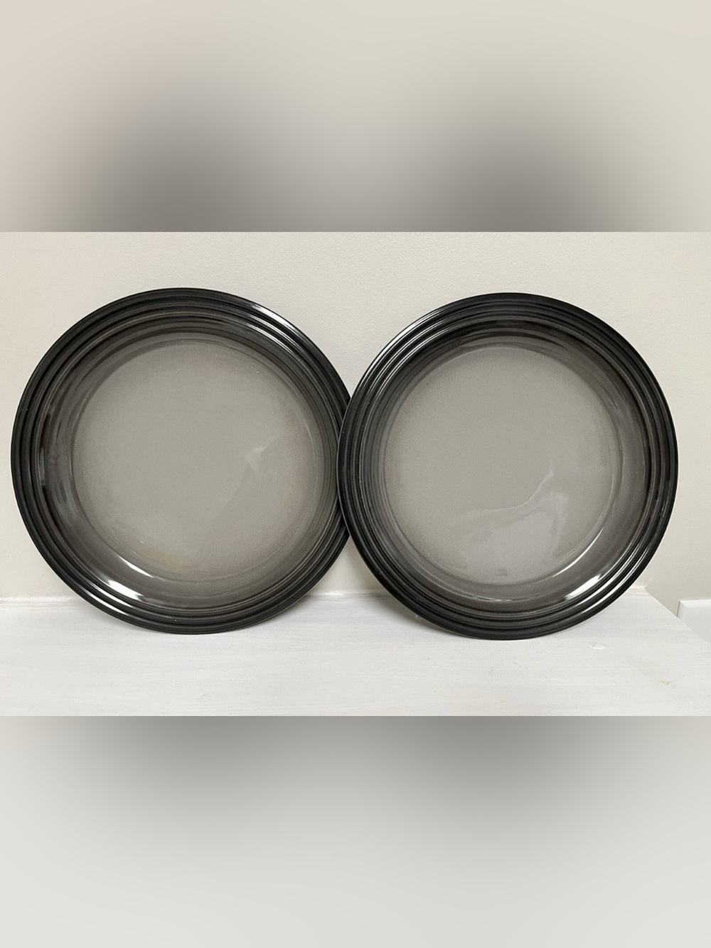 Le Creuset Flint Gray Dinner Plate with Cream Rim